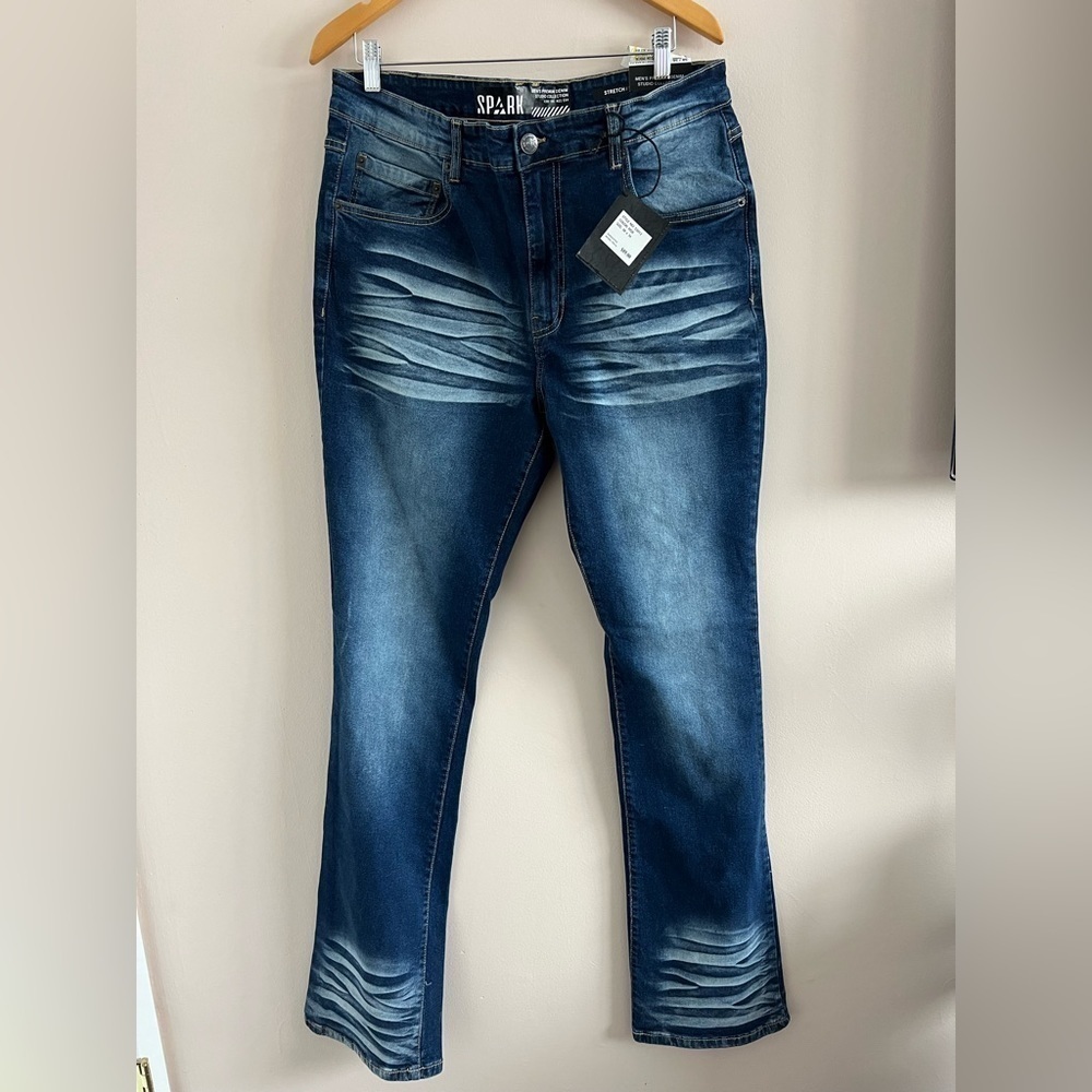 Spark Men’s Distressed Blue Jeans | NWT | Size 38x36